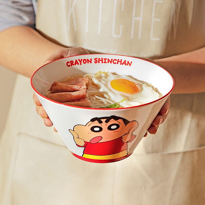【摩登主妇&蜡笔小新】面碗家用餐具泡面碗斗笠拉面碗吃面汤面碗