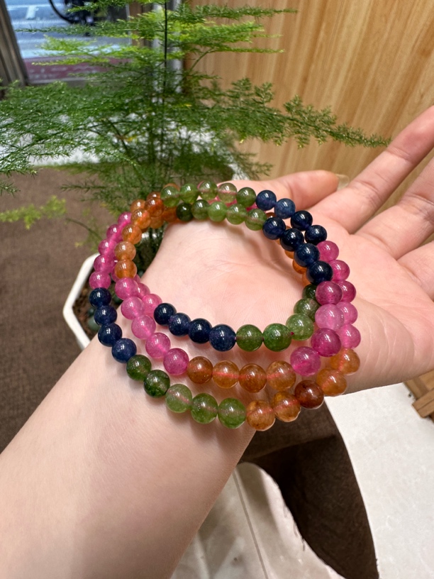 经典款人间彩虹卡6毫米三圈手串