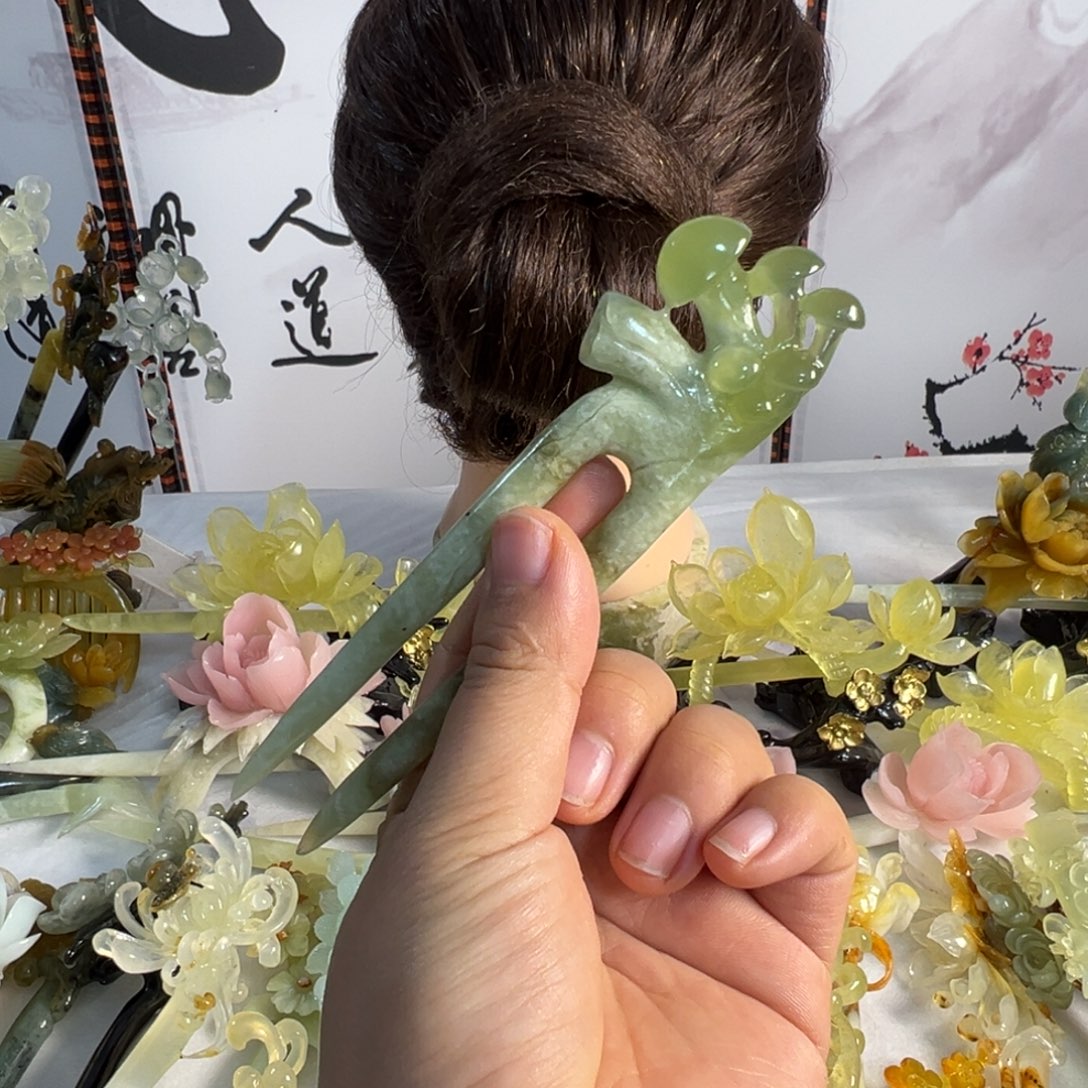 蛇纹石玉未镶嵌发饰