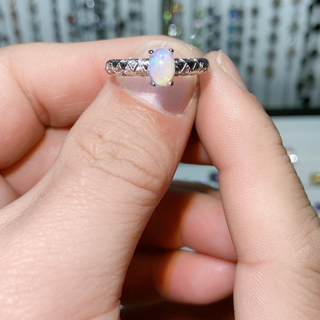 绿水晶戒指银S925镶嵌