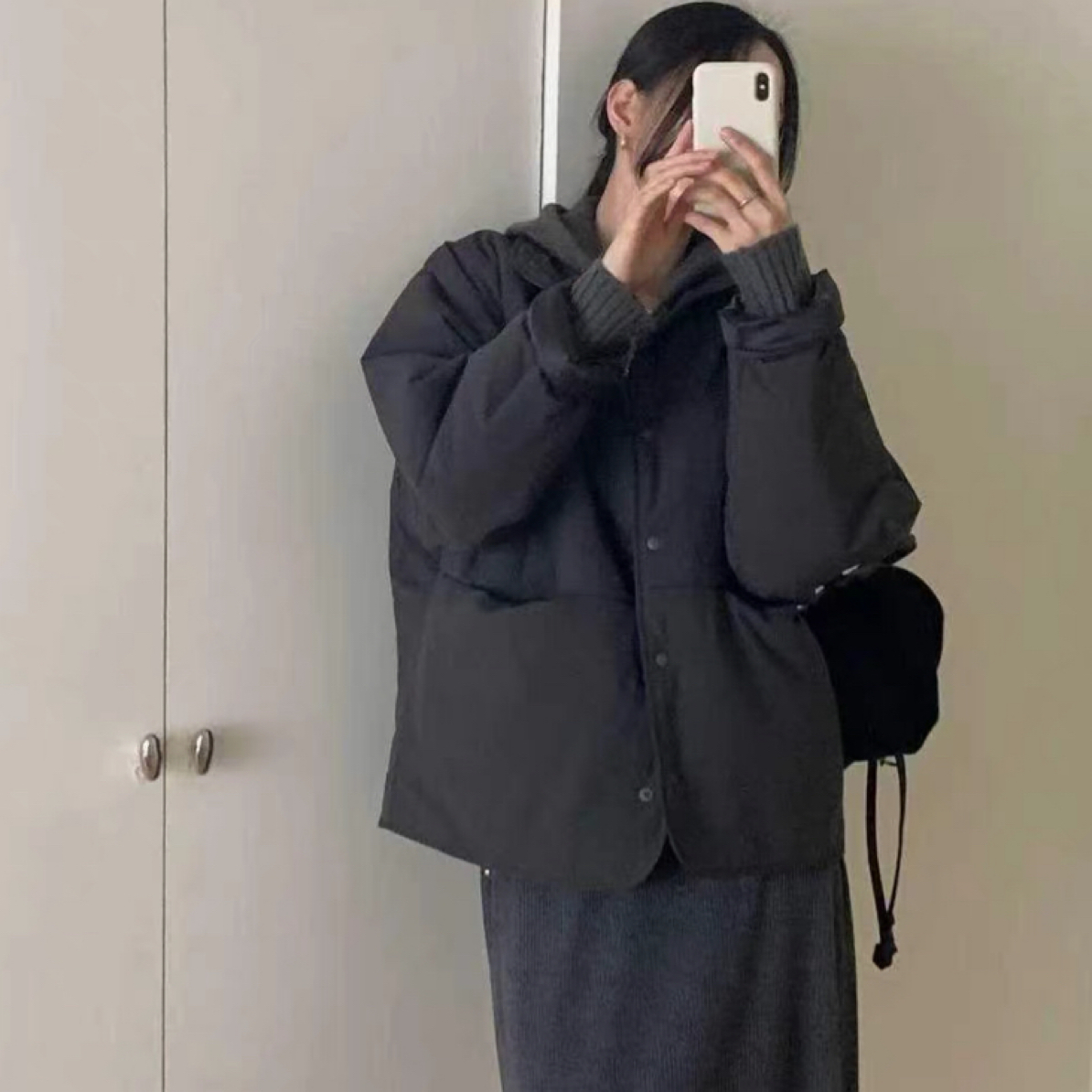 outrene韩国东大门时尚百搭立领棉服外套