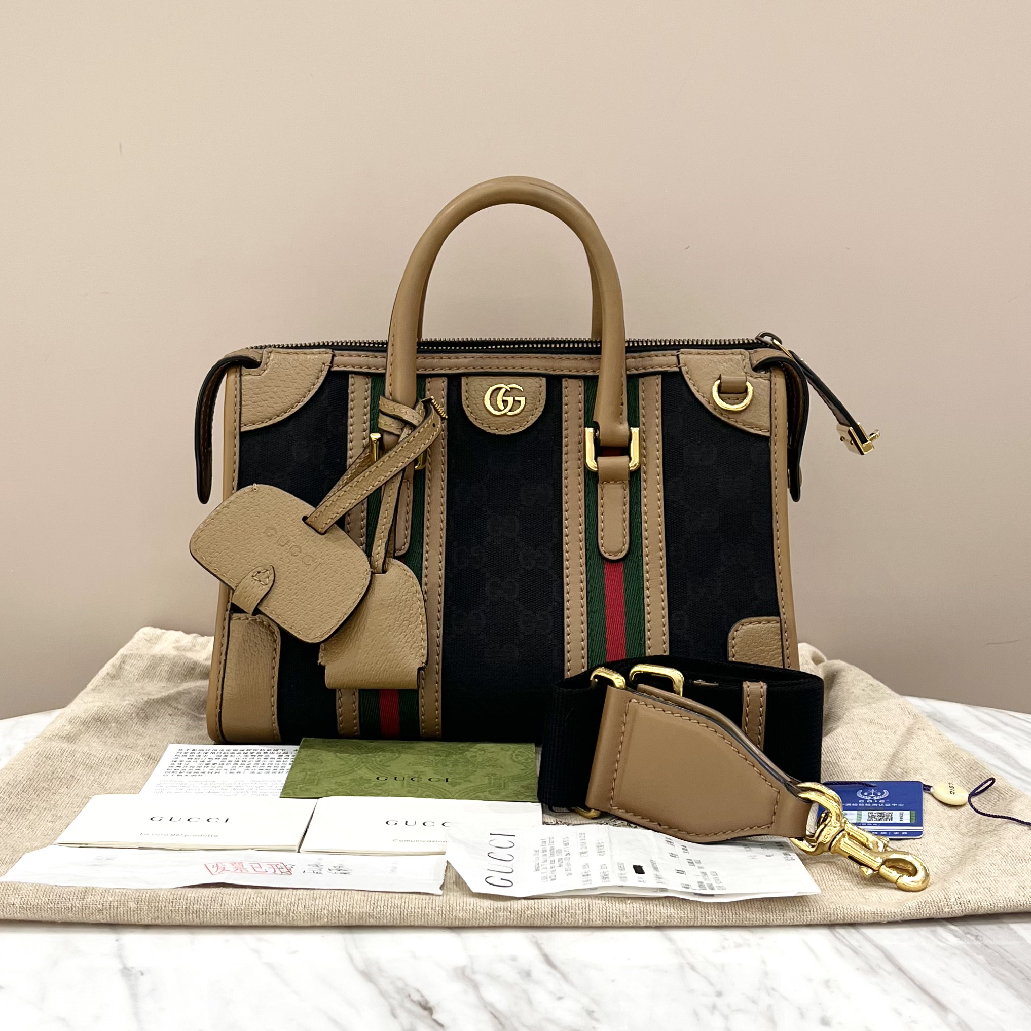 99新 GUCCI/古驰 老花拼皮Exquisite手提包 98新 尺寸约27*18
