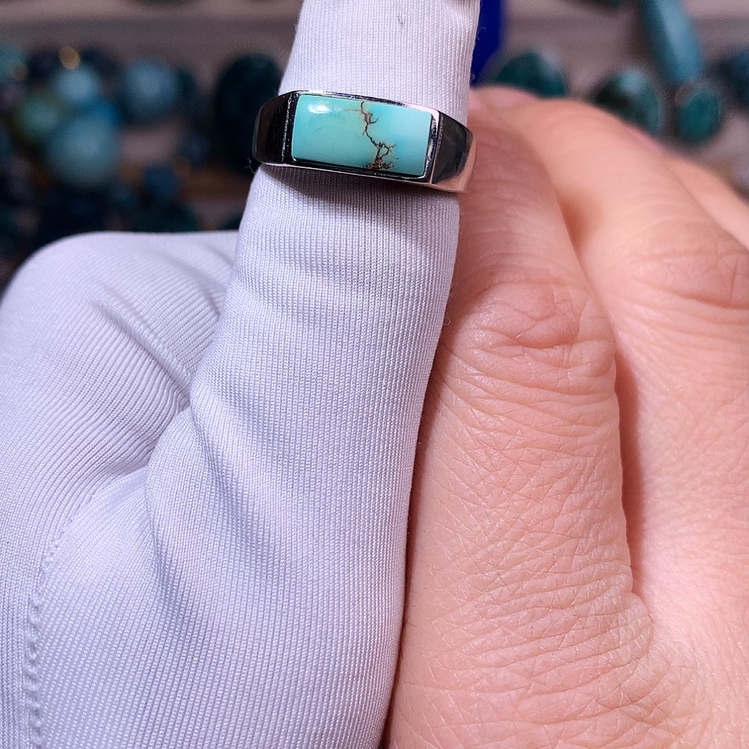 绿松石挂件银S925镶嵌