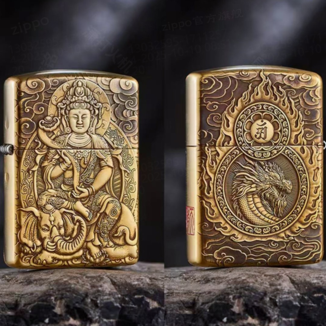 ZIPPO/之宝纯黄铜盔甲天启12生肖男士经典高端礼物防风打火机
