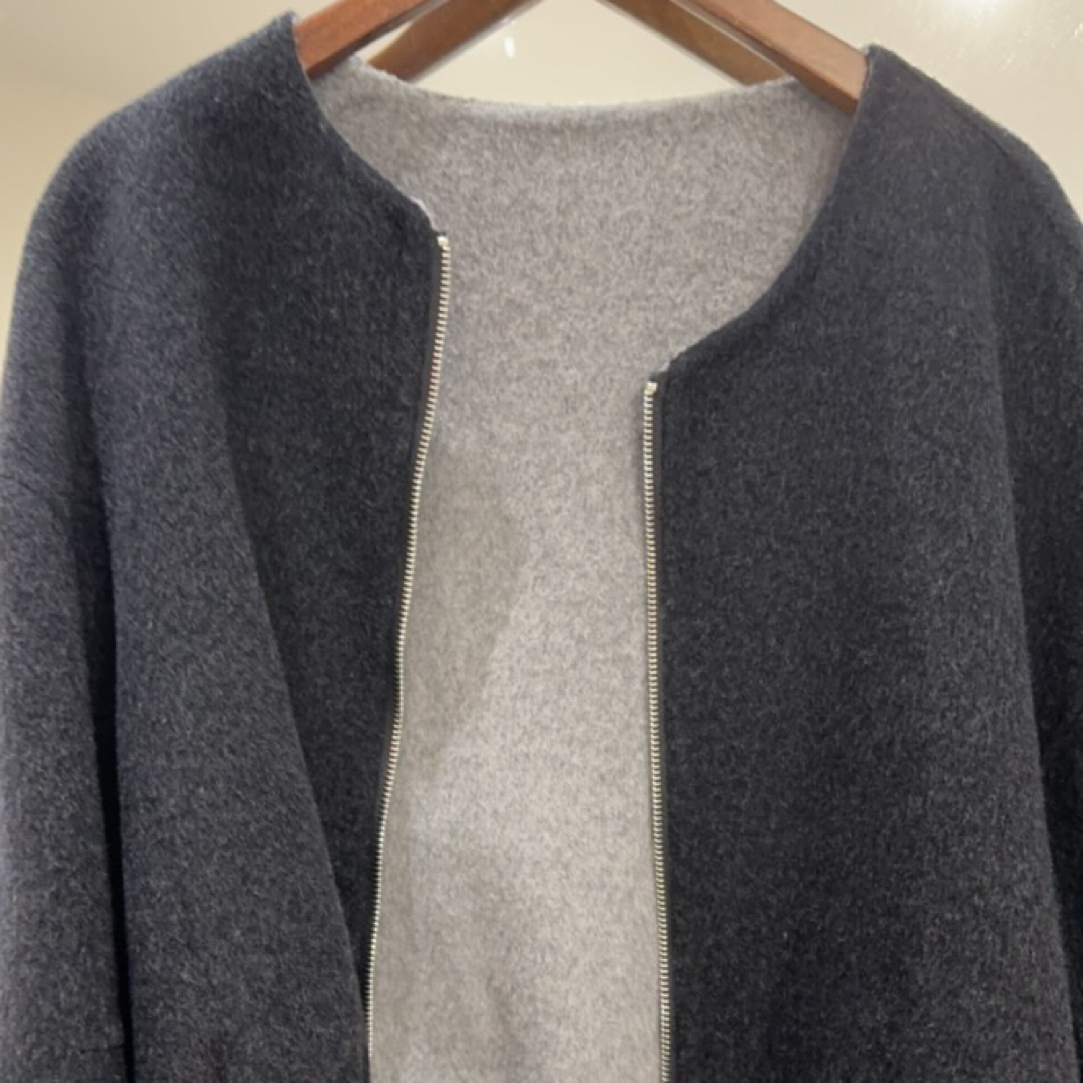 短款拉链羊绒大衣