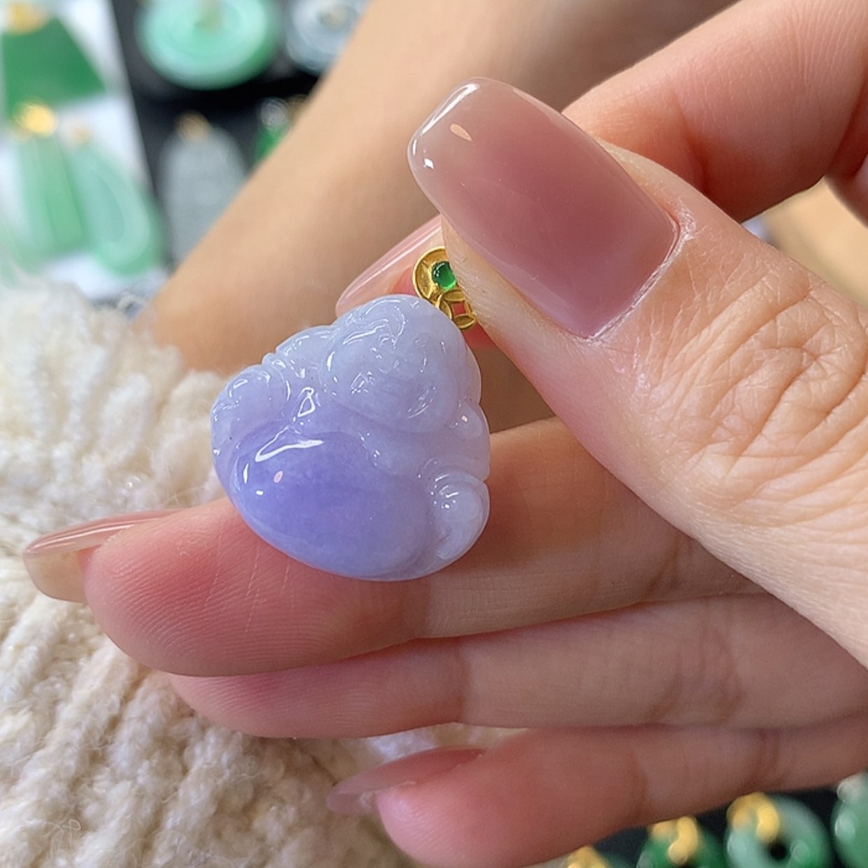 【闪购商品】翡翠吊坠(赠链)18K金镶嵌