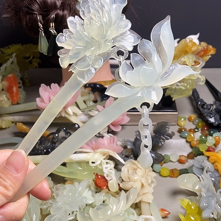 漫***天岫玉未镶嵌发簪发簪