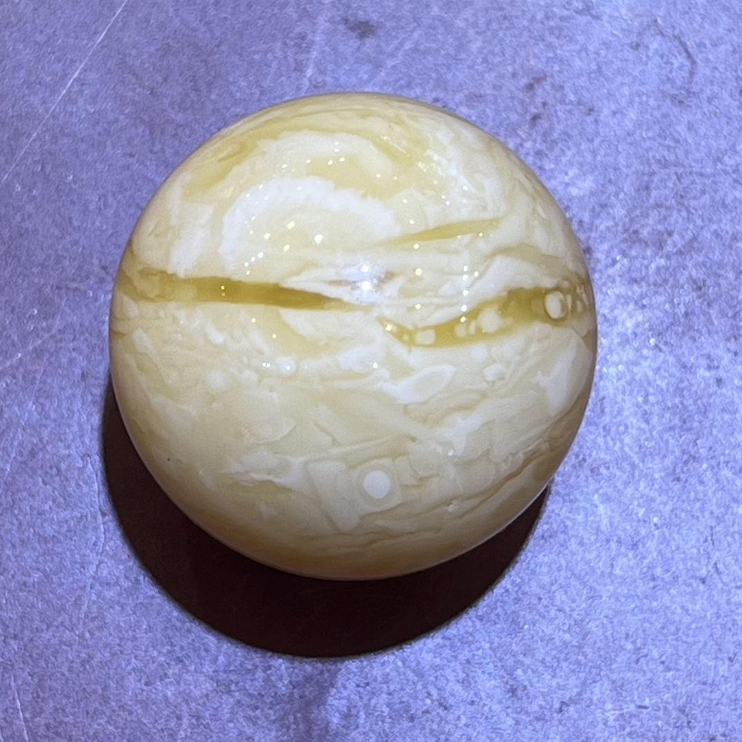 琥珀白花蜜蜡妖花圆珠单珠，25.2m，9g，天然原矿保真