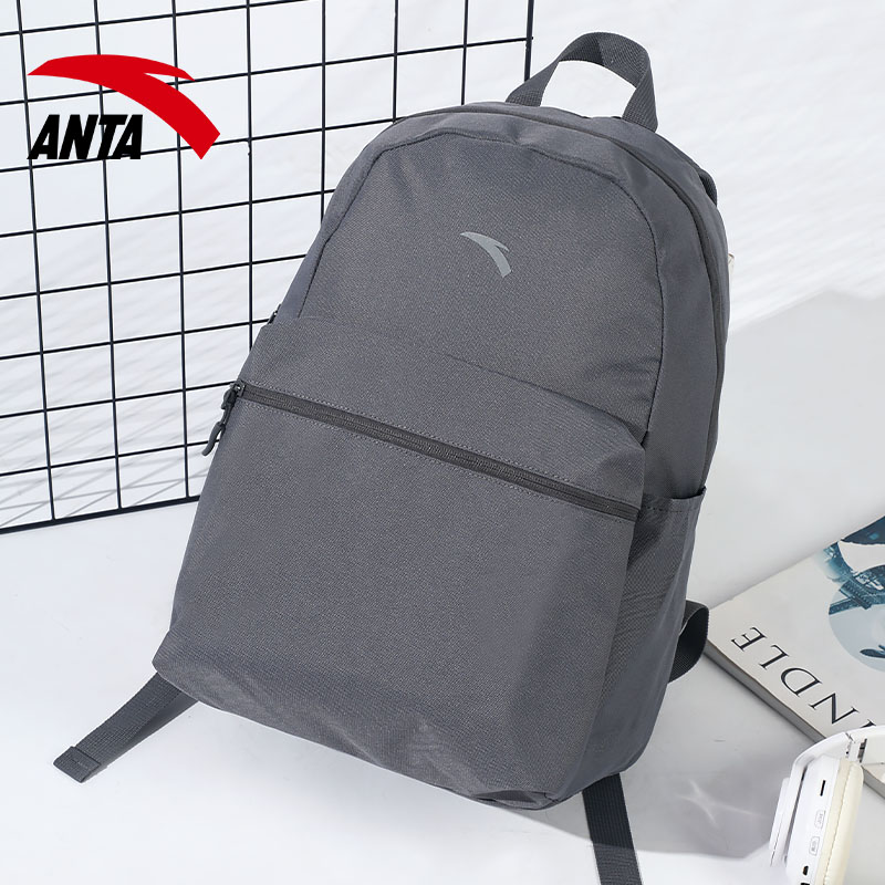 安踏双肩包灰色背包2025新款大容量休闲包通勤学生书包992518154R