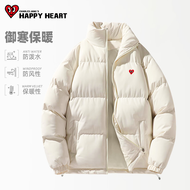 查尔斯桃心棉衣棉服女冬季2025年新款爆款潮牌情侣装保暖加厚外套