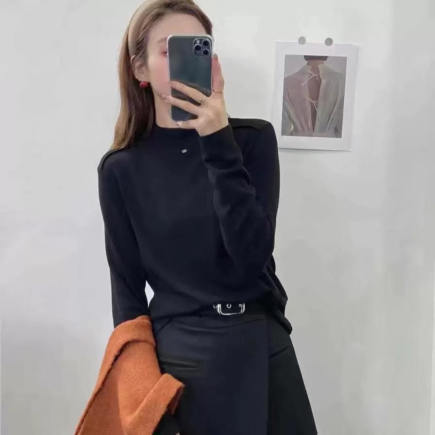 604长袖抗起球常规黑色半高领百搭打底衫