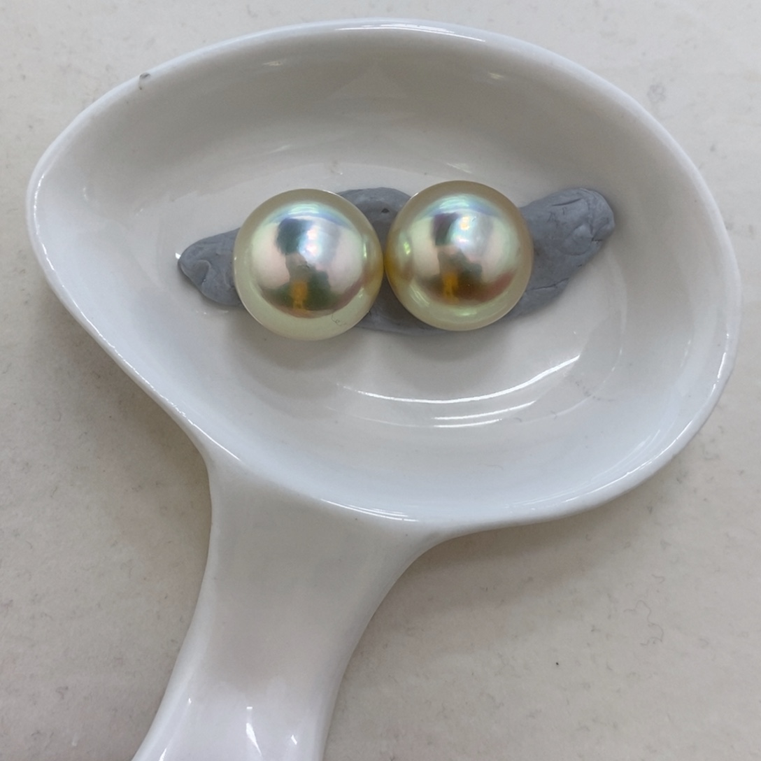 海水珍珠裸珠15-16干枯金对珠