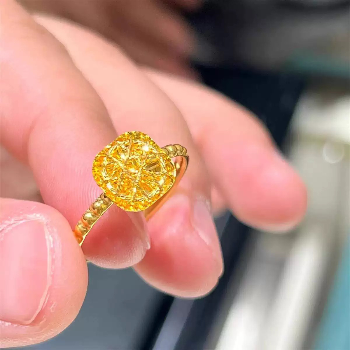 铜合金戒指 超闪小冰糖戒指镭射花丝编织纹理爆闪指环闺蜜礼物