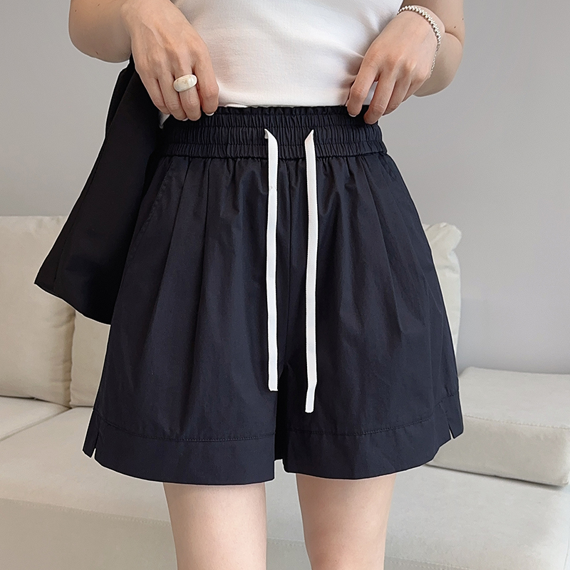 QY2595福利特价纽芮2025新款松紧高腰抽绳A字版薄款休闲阔腿短裤