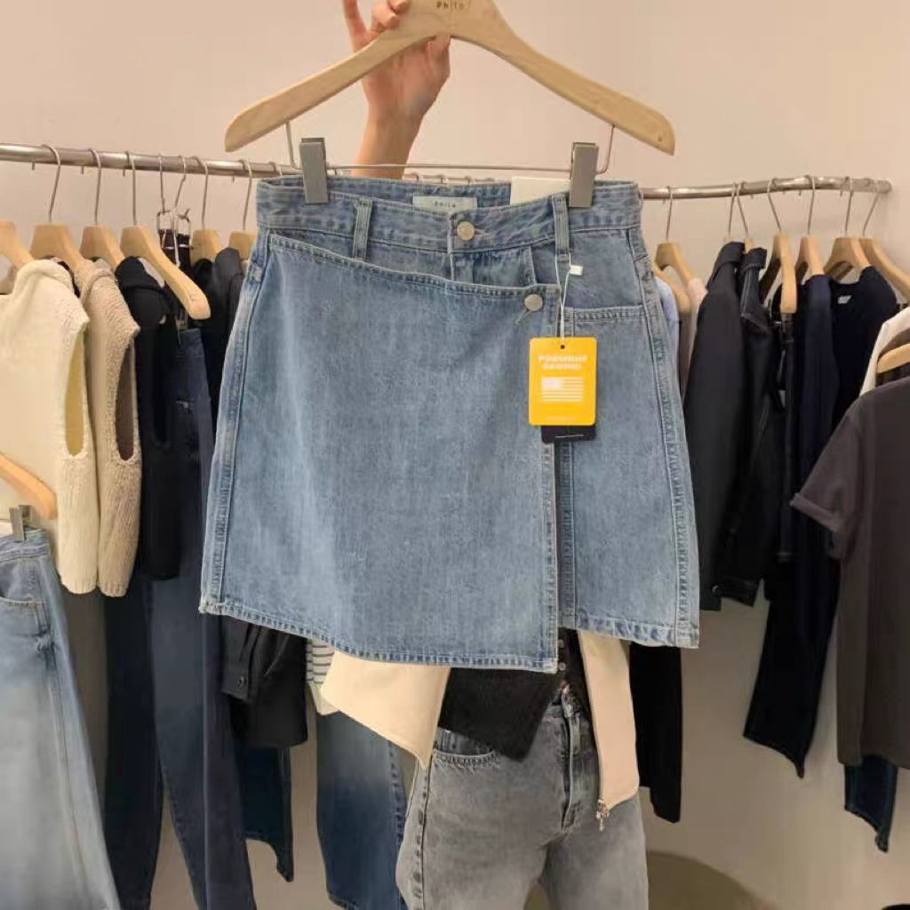 泡菜高腰一片高腰牛仔裙