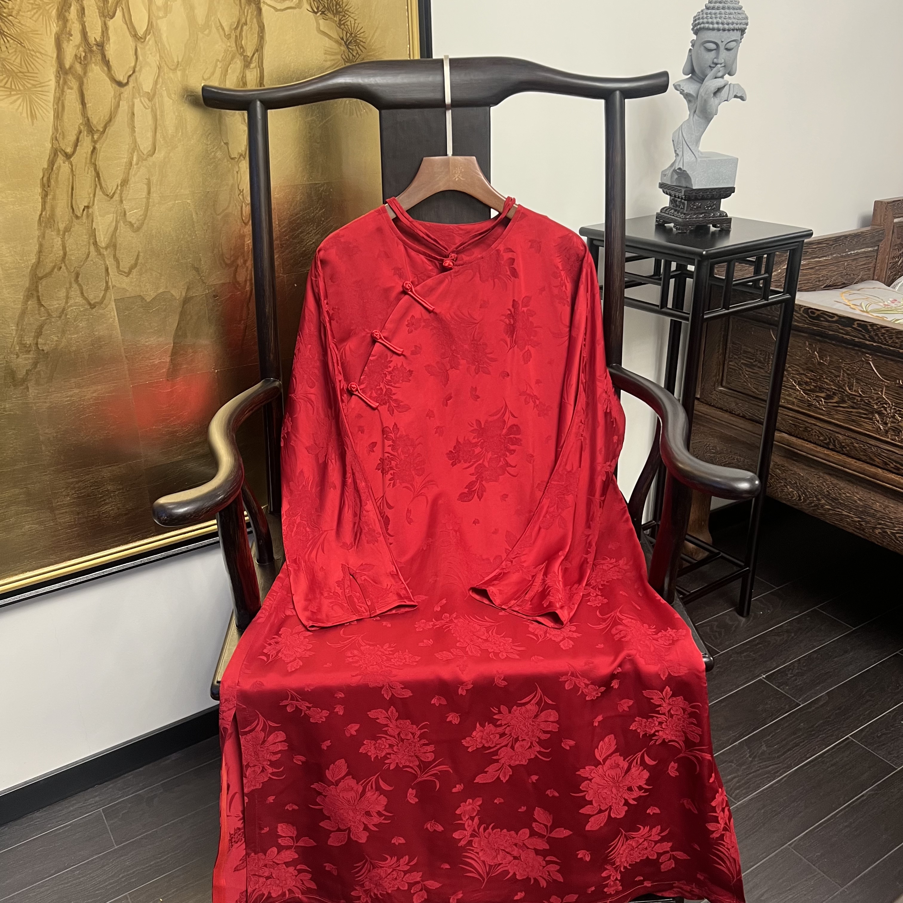 【又禧】新中式新年款斜裁剪长款裙子Q80064