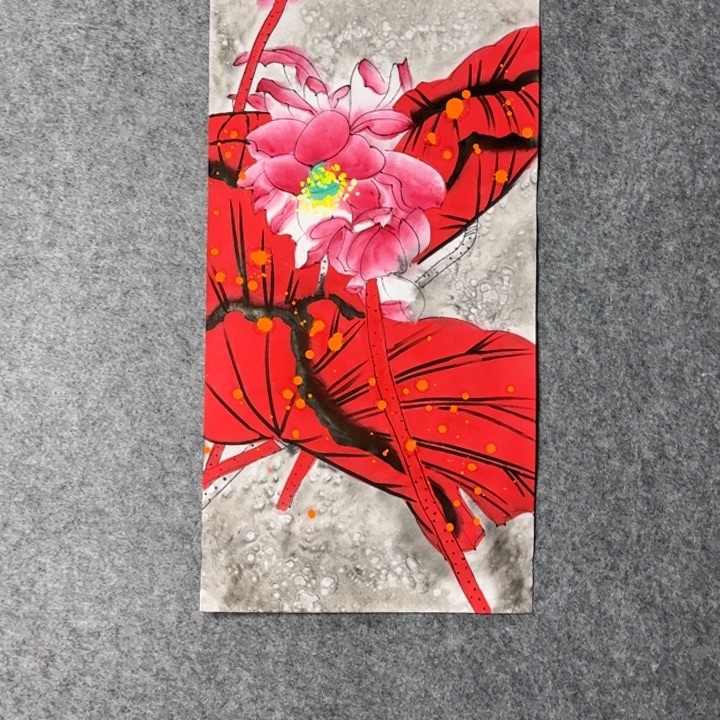 国画手绘国风荷花图