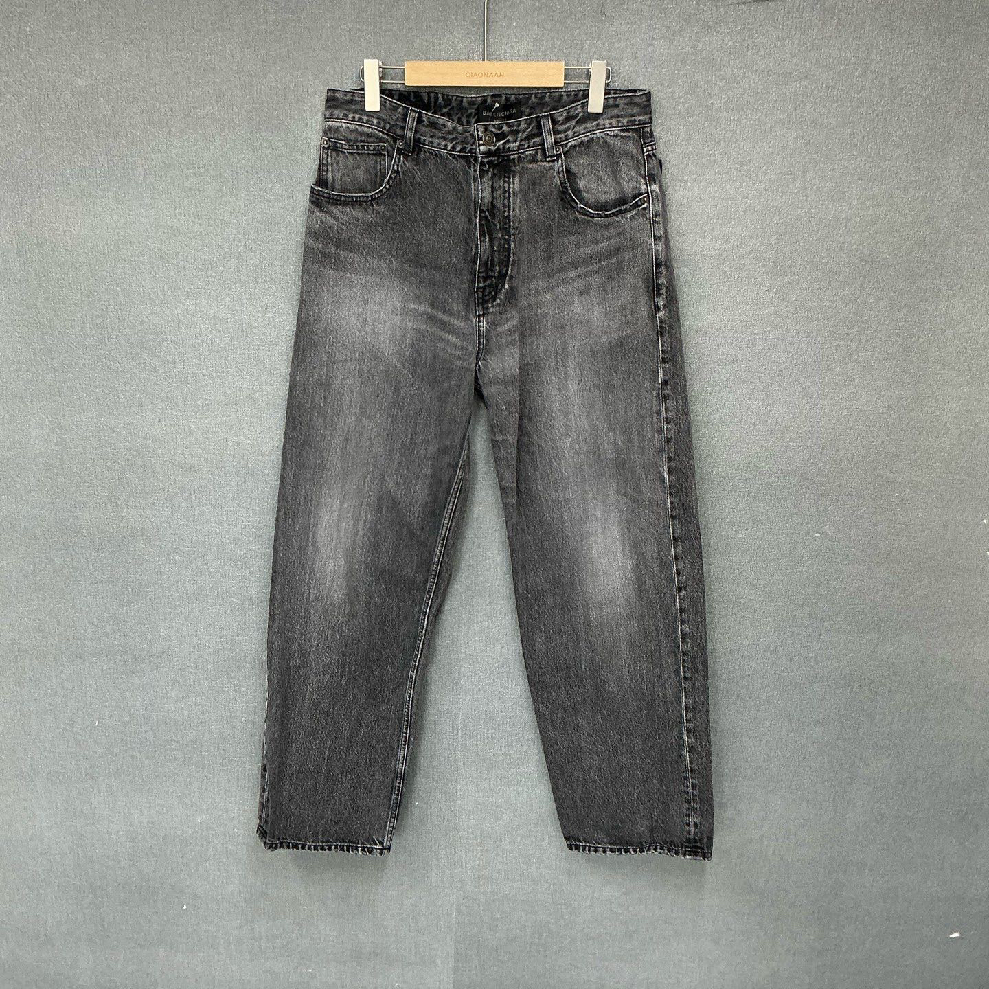 99新 Balenciaga/巴黎世家 水洗灰直筒牛仔裤 99新M码/6882