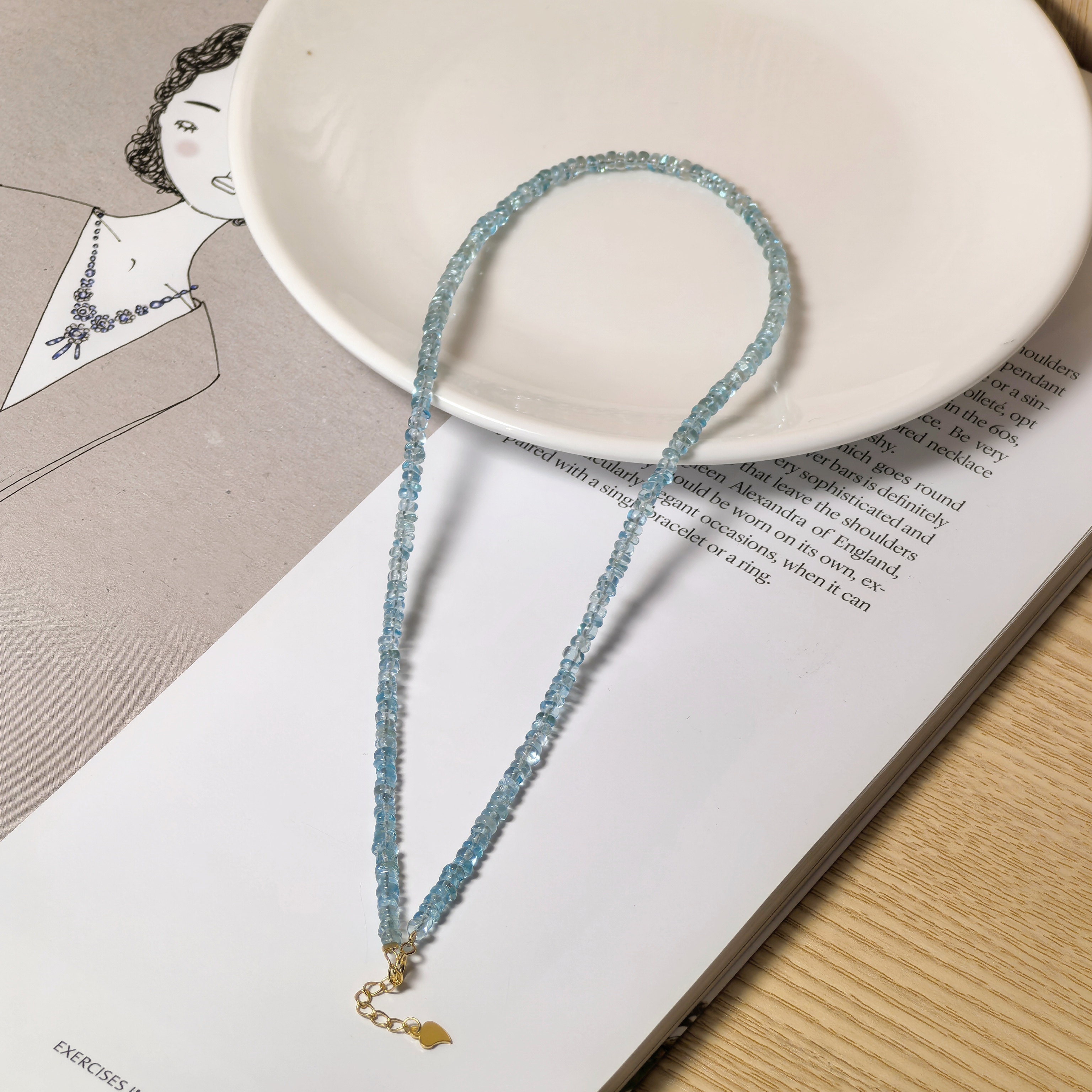 3.5mm天然磷灰石项链40+3cm多样性发一