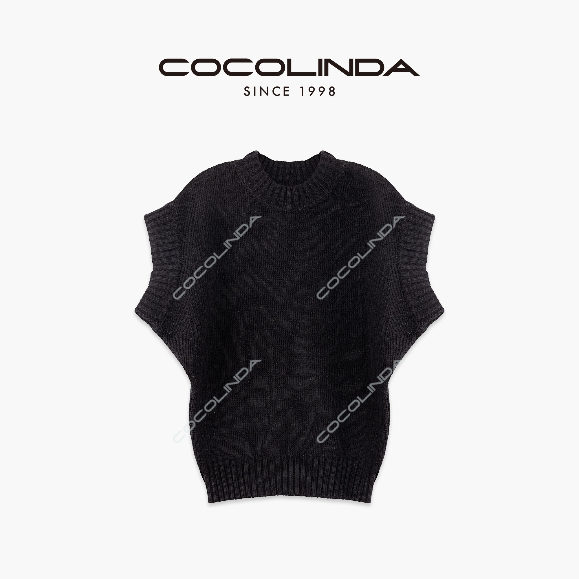 COCOLINDA| 5针绵羊毛平纹工艺低领毛衣针织马甲毛衫S2486