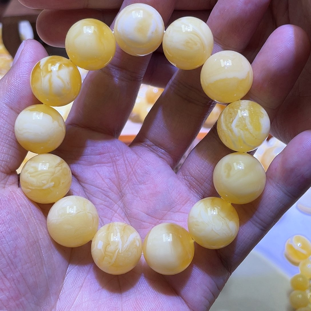 蜜蜡手串未镶嵌17.5mm大妖花典藏款