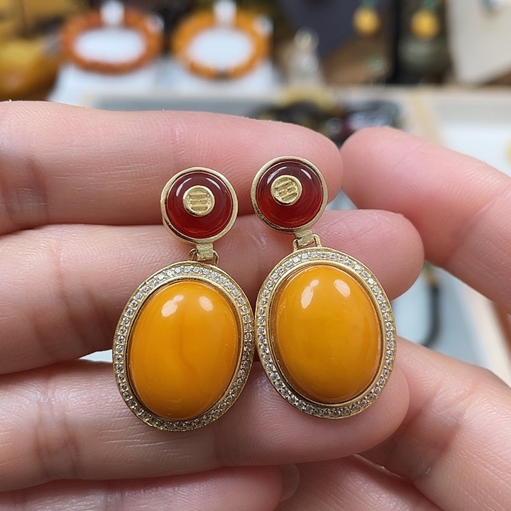 琥珀珠宝奇石银S925镶嵌