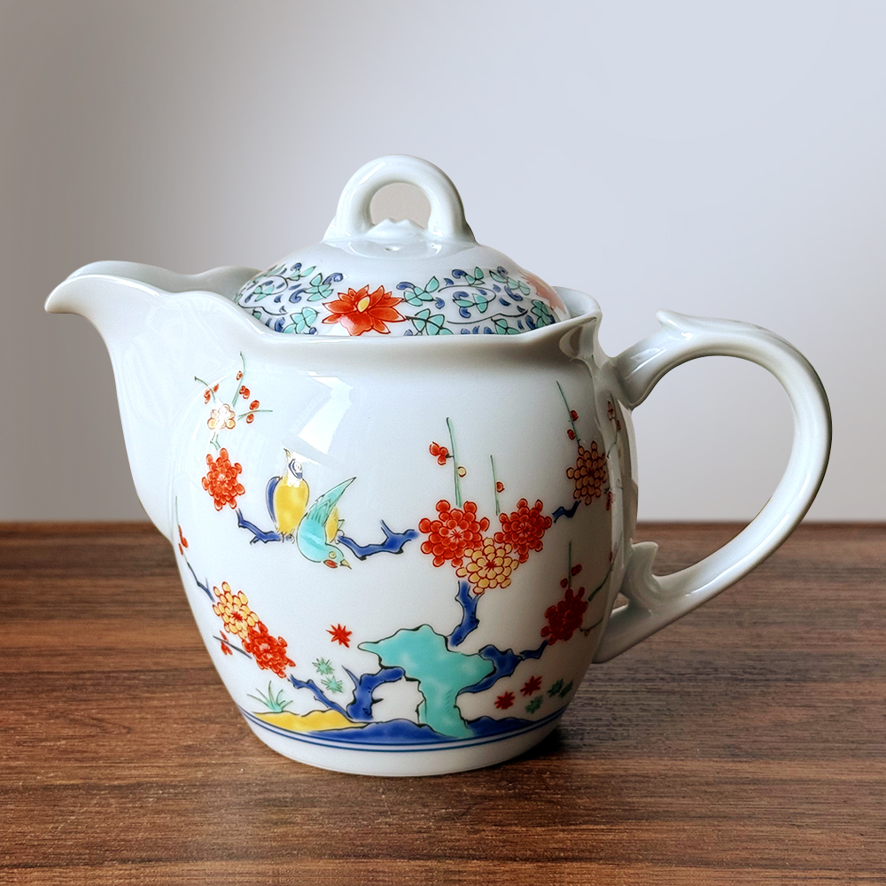 日本进口有田烧其泉窑茶壶大容量大号珐琅彩日式茶水壶描金泡茶壶