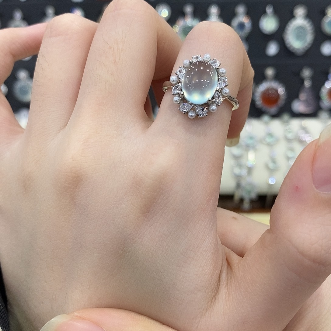 蛇纹石玉银S925镶嵌戒指