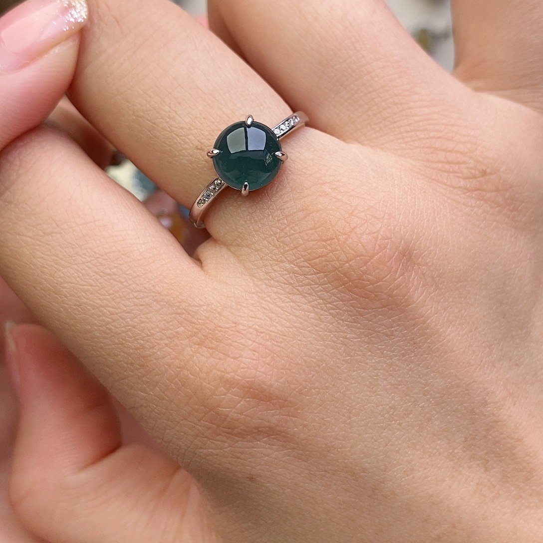 翡翠银S925镶嵌戒指