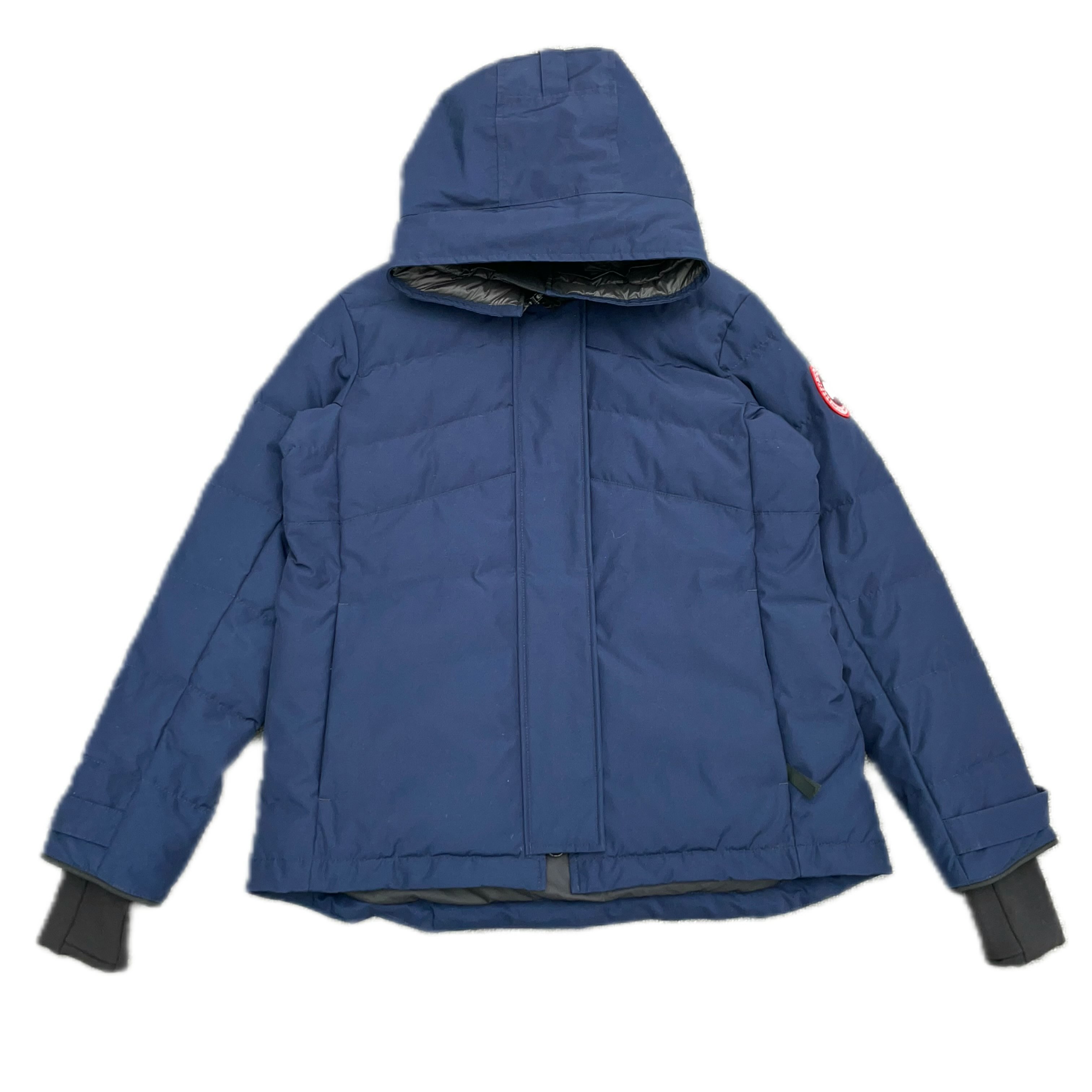 未使用 CANADA GOOSE M码 A0730 藏青色尼龙刺绣标连帽羽绒服