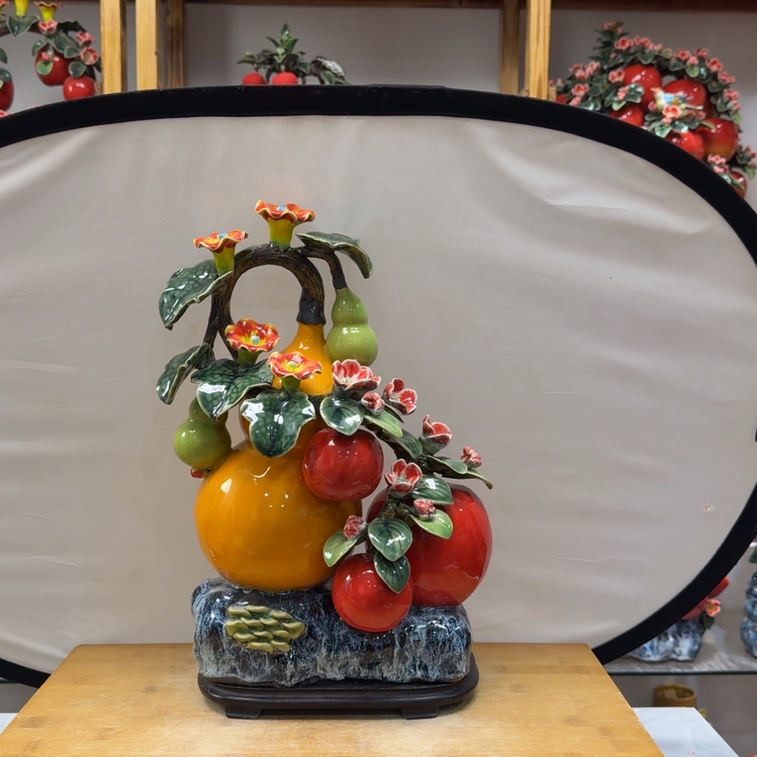 汤***丸陶瓷福禄平安送底座橘子