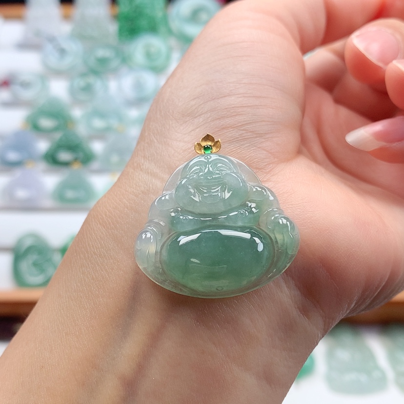 【闪购商品】翡翠吊坠(赠链)18K金镶嵌