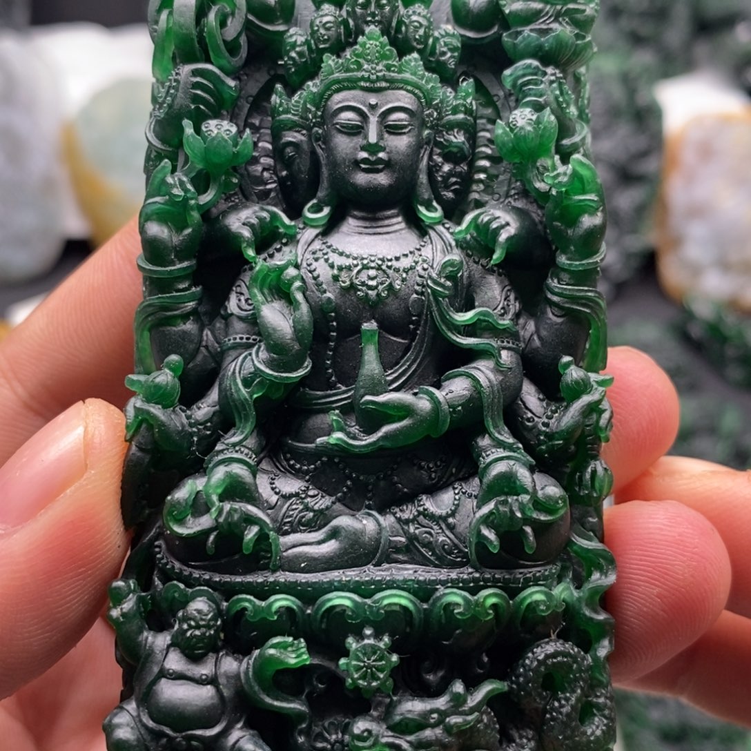 定制翡翠未镶嵌天然翡翠A货千手观音
