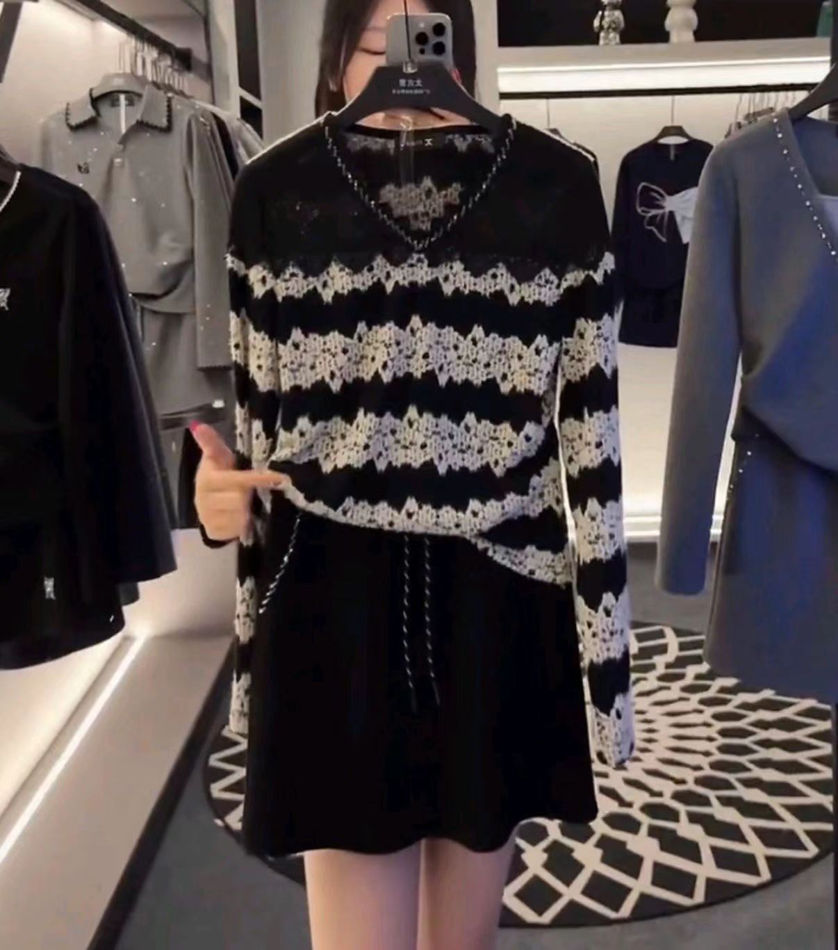 【宠粉价】条纹常规宽松型针织长袖毛针织衫气质休闲TZ-525