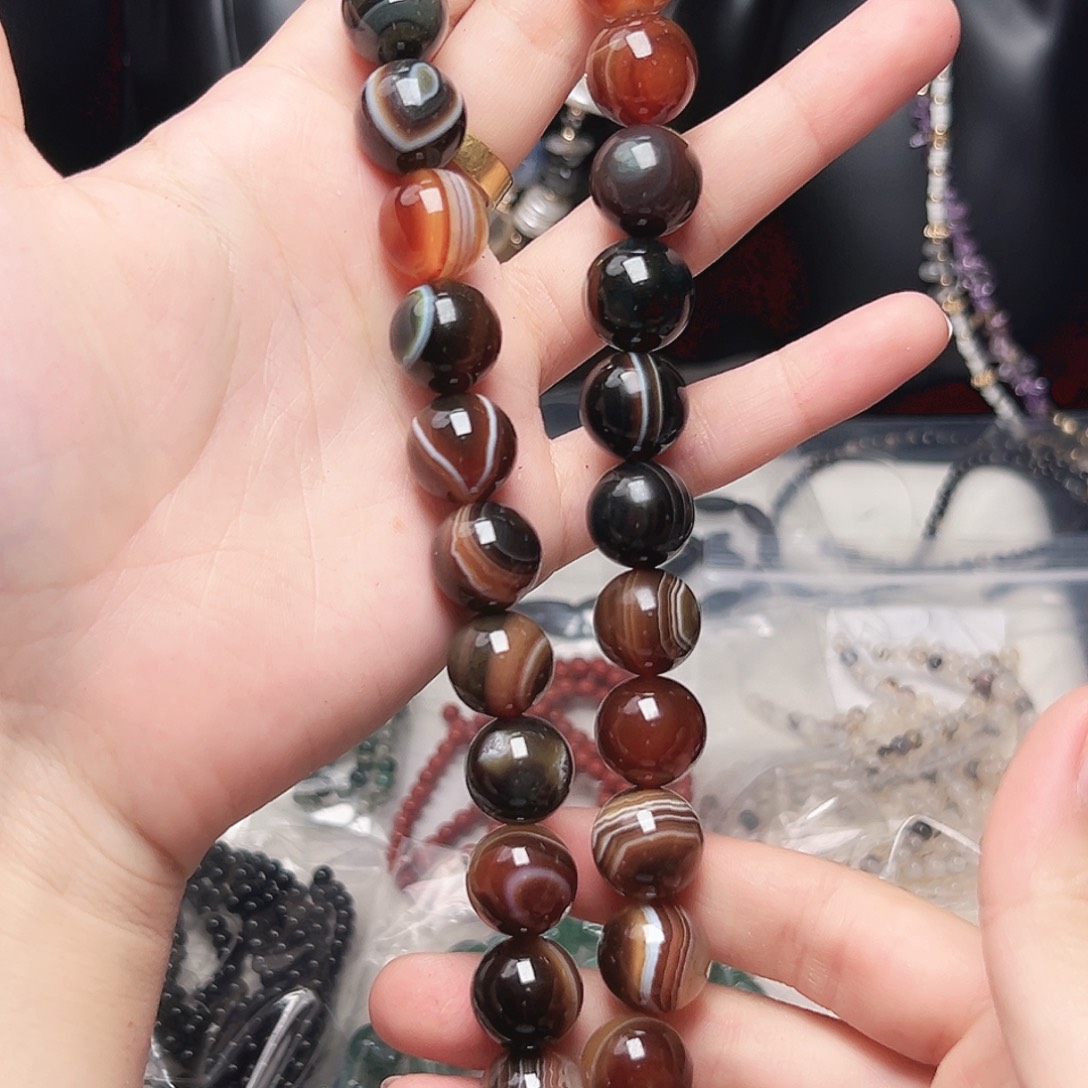 玛瑙/玉髓未镶嵌珠宝半成品t466 14m 棕色