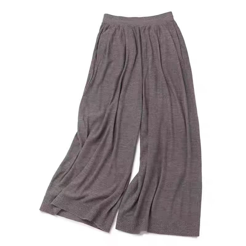 经典风摆 精纺羊绒提花宽松阔腿裤 简约/质感