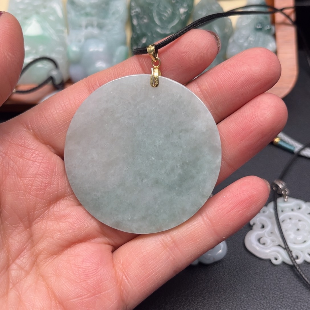 翡翠银S925镶嵌颈饰无事牌