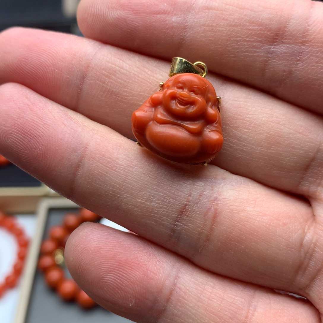 南红玛瑙吊坠银S925镀金镶嵌