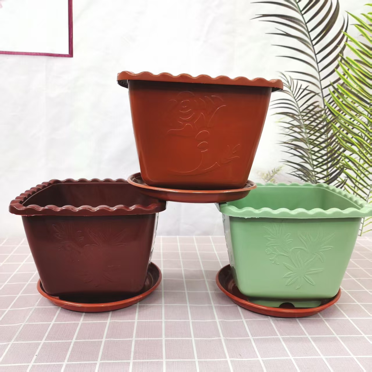 四角方盆树脂花盆栽盆景老桩（边长23高17）