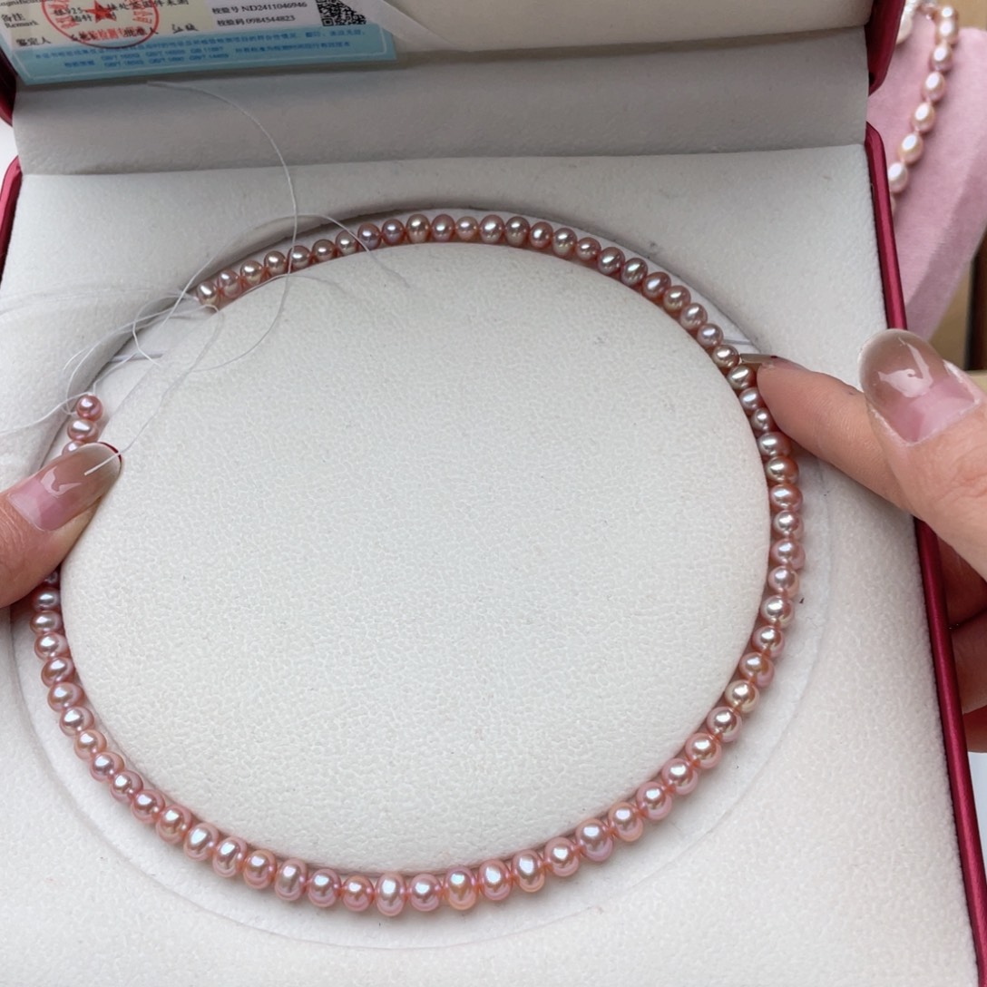 淡水珍珠项链银S925镶嵌6-7