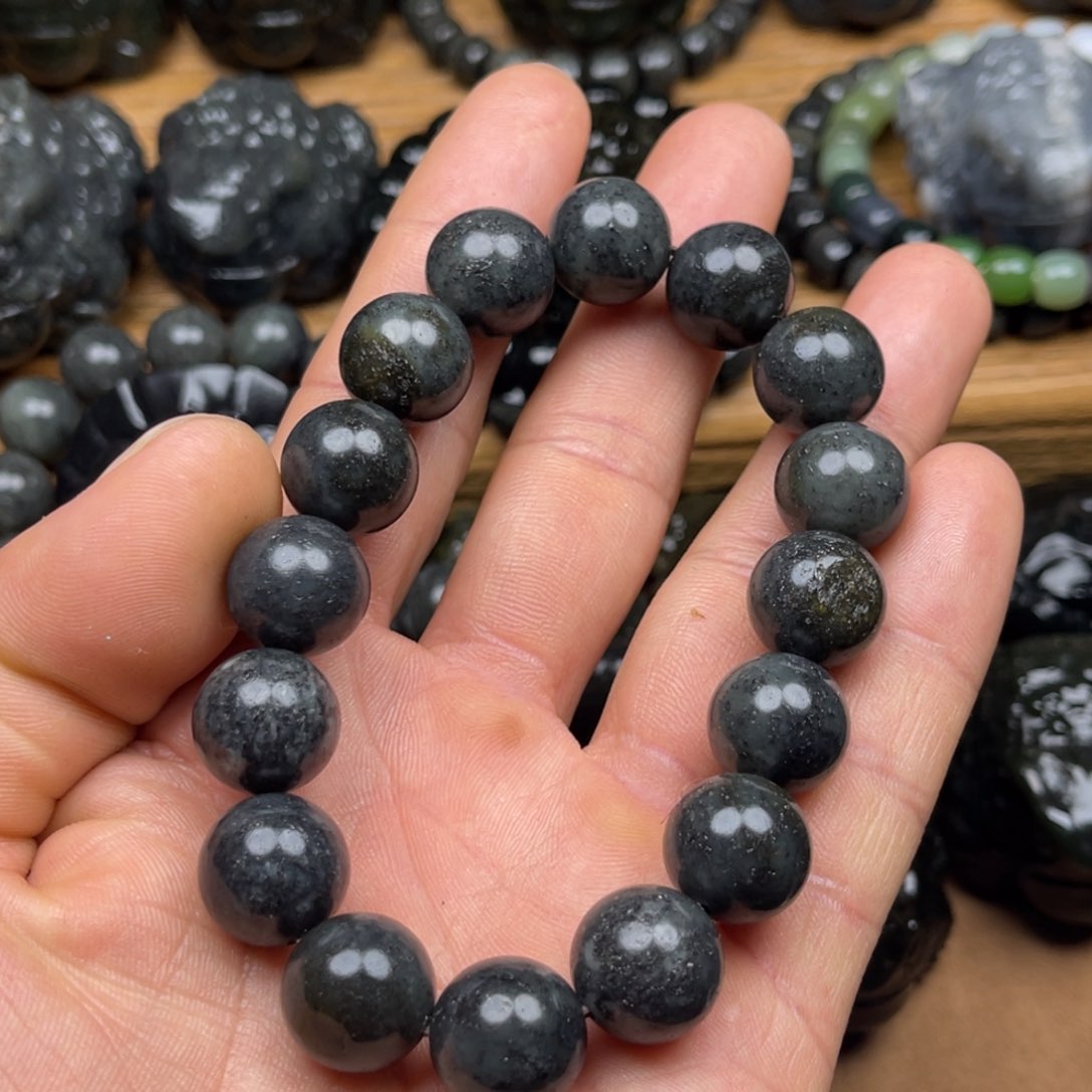 和田玉和田玉手串14mm珠未镶嵌