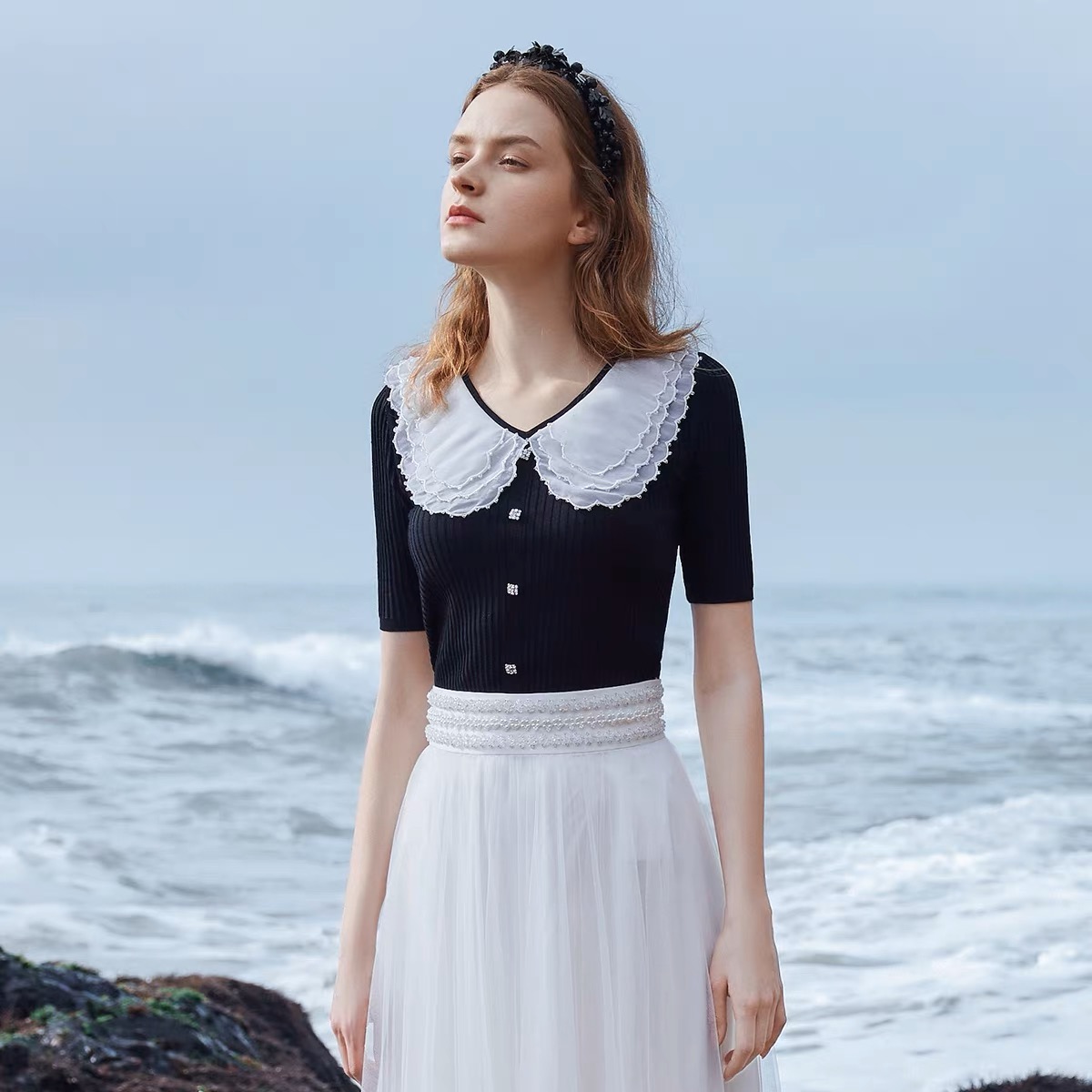 【蜜思仝粉丝专享】哥文花园 复古设计感气质毛针织衫 CWA2034160