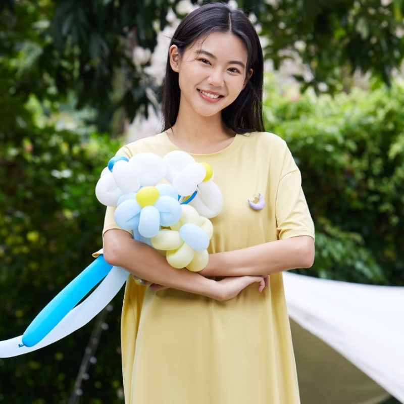 【果橘柑云】夏季新款带胸垫休闲柔软舒适时尚睡裙女士简约圆领