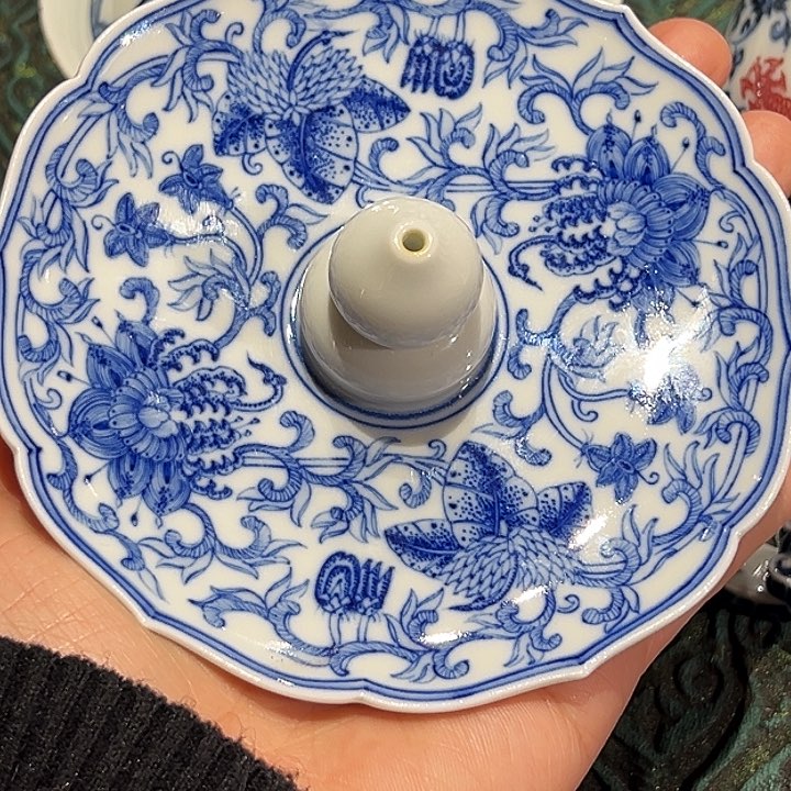 景德柴窑手工手绘西番莲香插