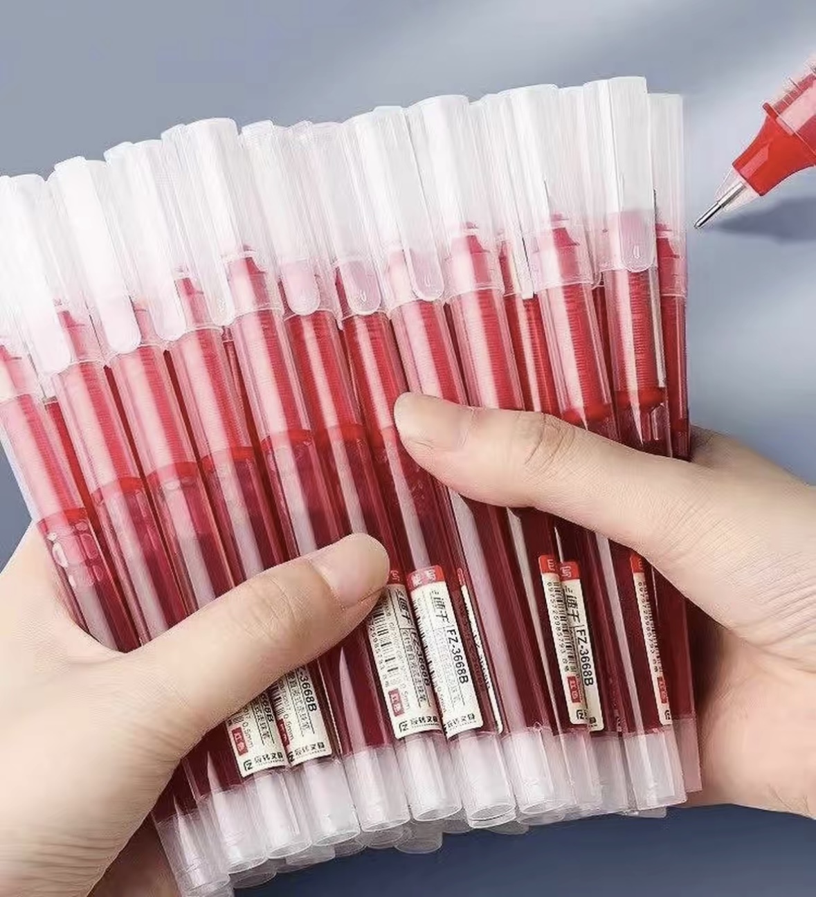 【9支】红色直液式走珠笔老师批改试卷作业中性笔速干学生教师红笔