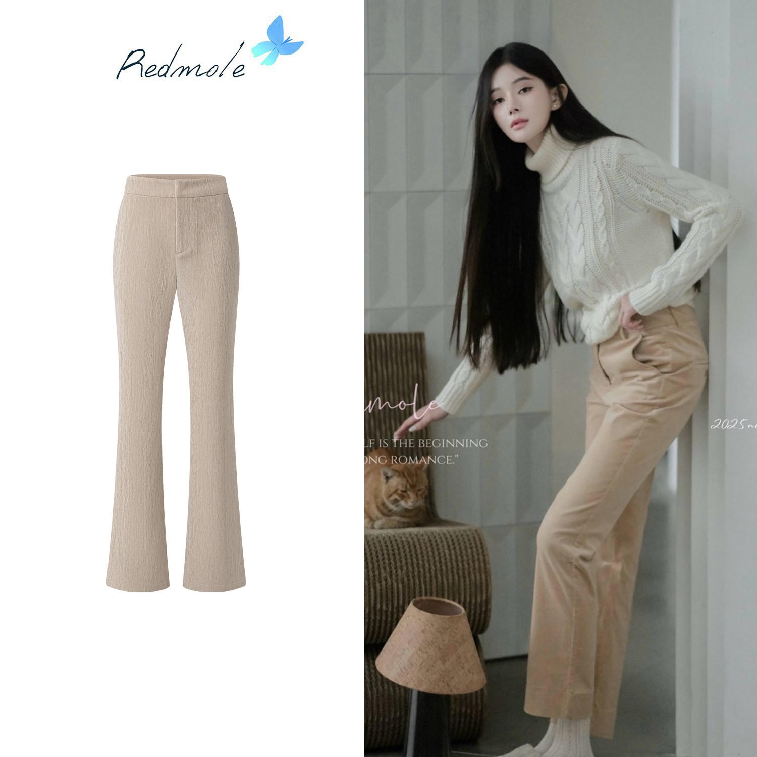 Redmole【惬意时光】进口暖杏灯芯绒｜好版型｜直筒版型西裤