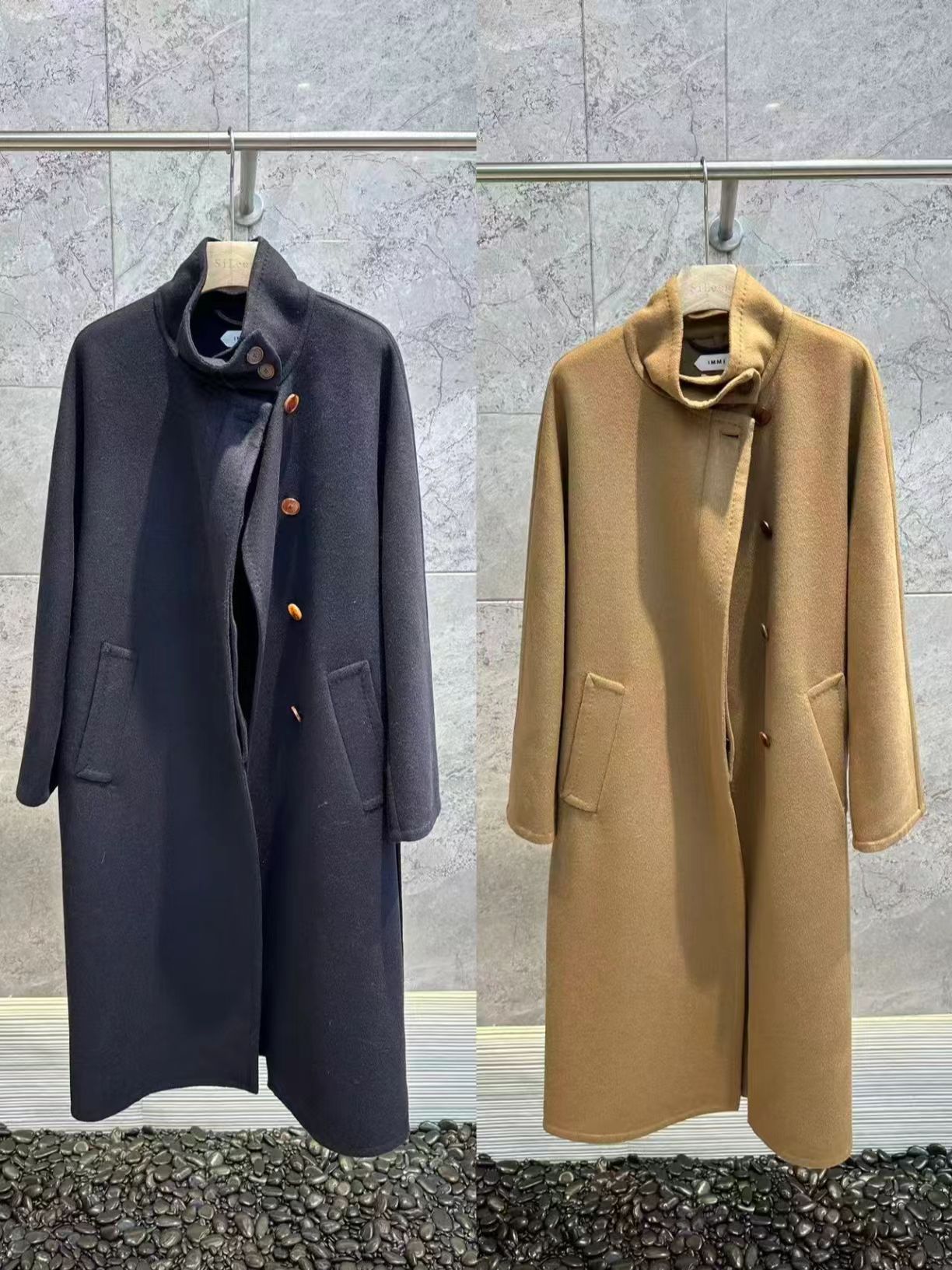 【immi】设计师品牌25冬新品双面呢立领长款大衣1095x