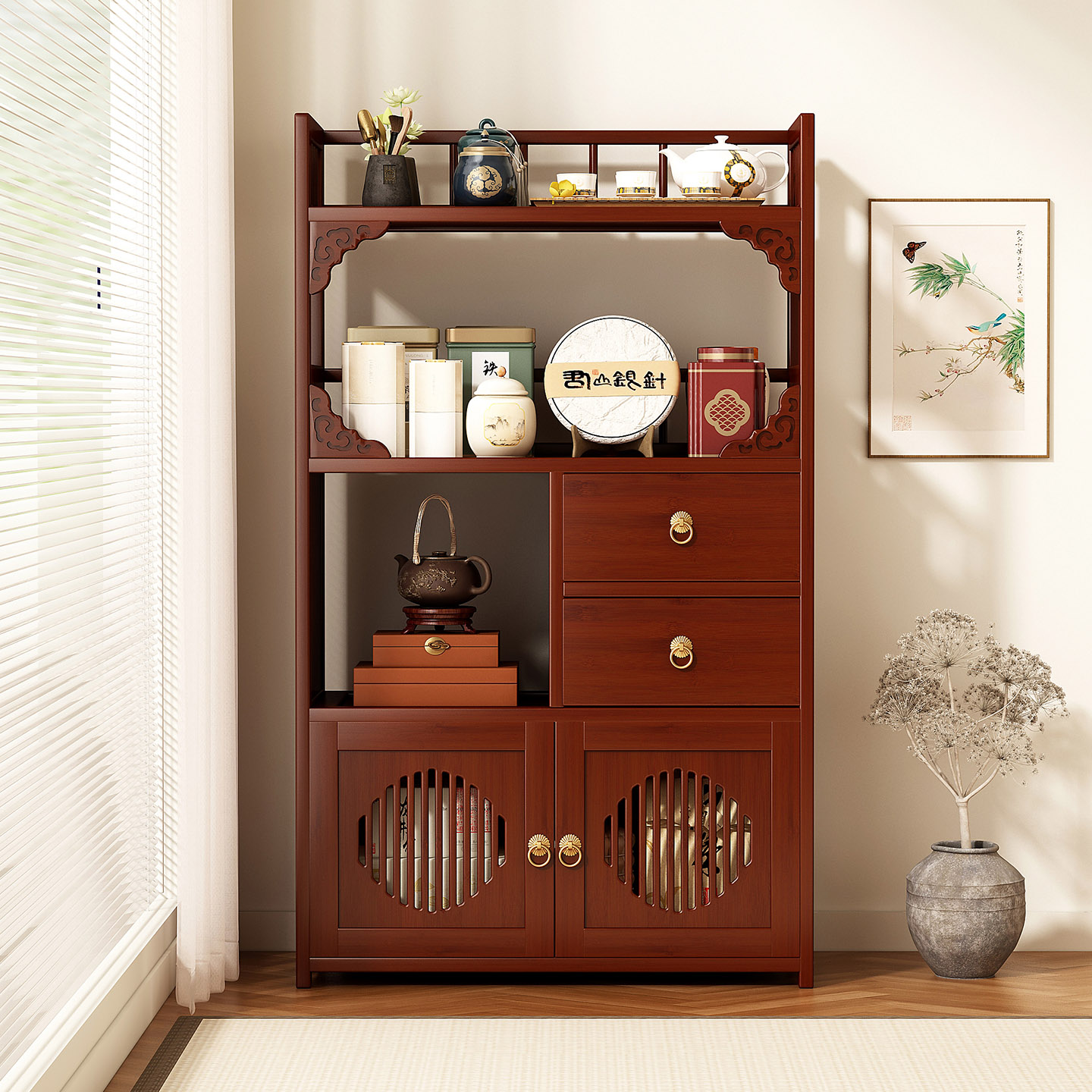 茶几办公室小型多功能茶水柜茶壶置物架小户型茶具茶叶收纳储物架