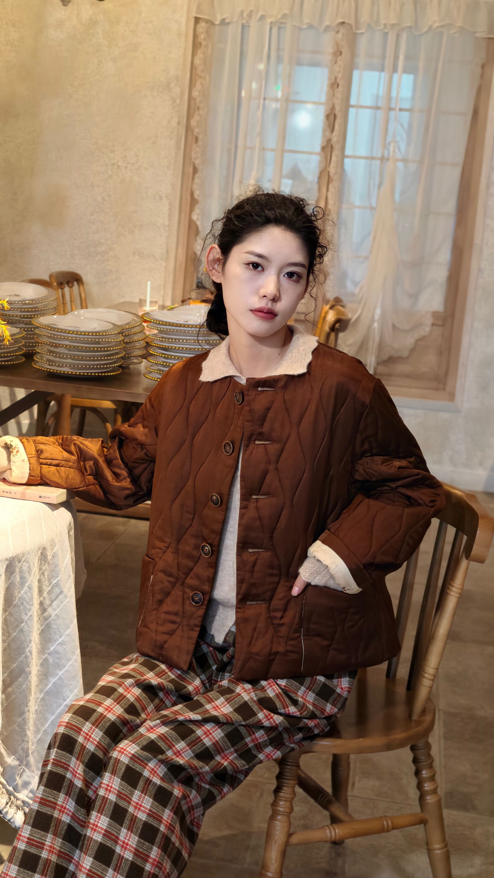 经典菱格丝绵云感绗棉石墨烯升温棉服H190431