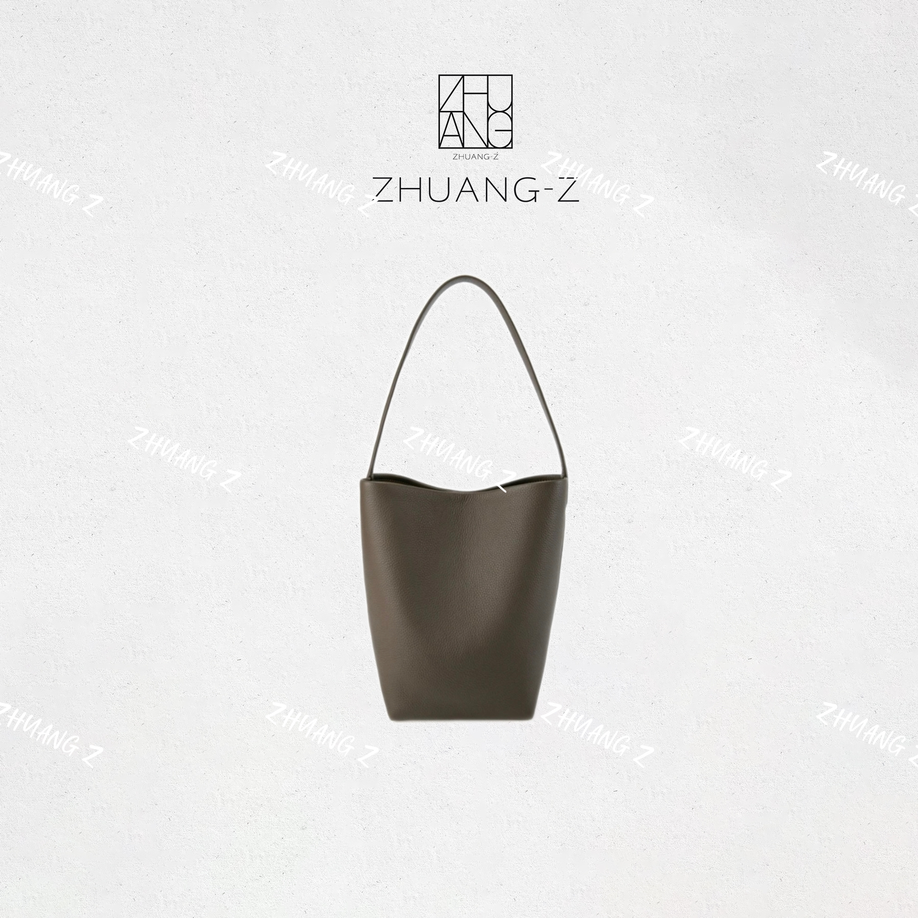 【ZHUANG -Z】庄庄同款高级感牛皮水桶包单肩女包